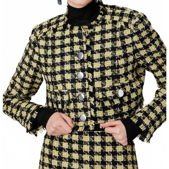 NEW TOCCIN lainey crop jacket in jet/citron